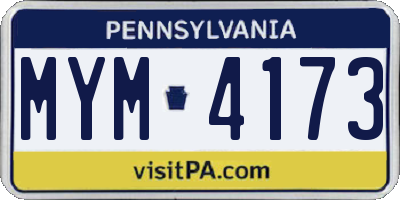 PA license plate MYM4173
