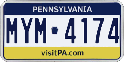 PA license plate MYM4174