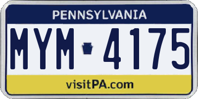 PA license plate MYM4175