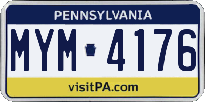 PA license plate MYM4176