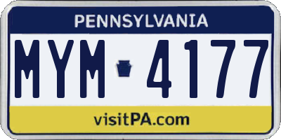 PA license plate MYM4177