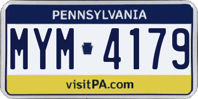 PA license plate MYM4179