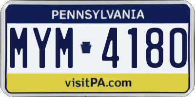 PA license plate MYM4180