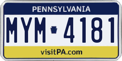 PA license plate MYM4181