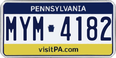 PA license plate MYM4182