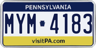 PA license plate MYM4183