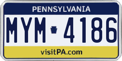 PA license plate MYM4186