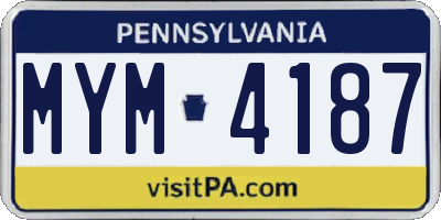 PA license plate MYM4187