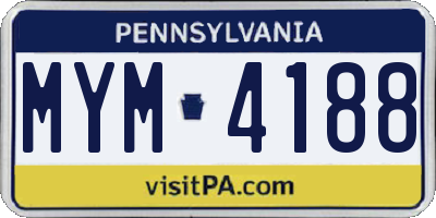 PA license plate MYM4188