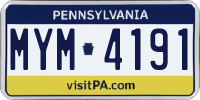 PA license plate MYM4191