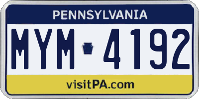 PA license plate MYM4192
