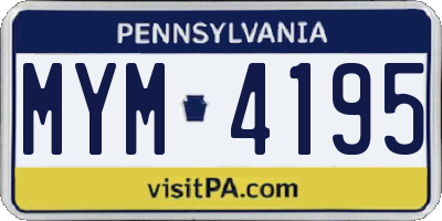 PA license plate MYM4195