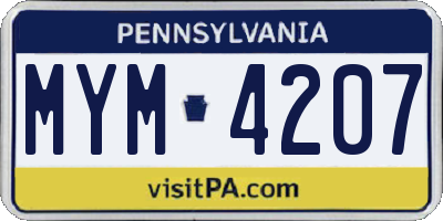 PA license plate MYM4207