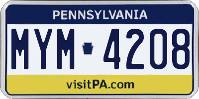 PA license plate MYM4208