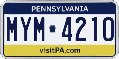 PA license plate MYM4210