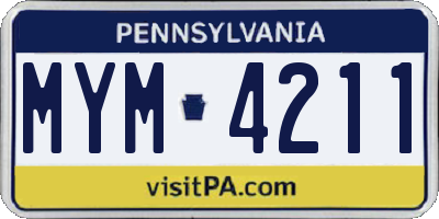 PA license plate MYM4211