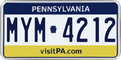 PA license plate MYM4212