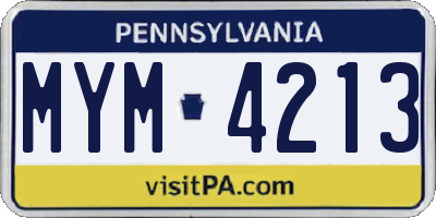 PA license plate MYM4213