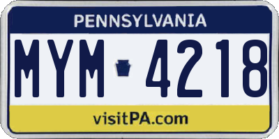 PA license plate MYM4218