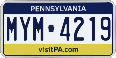 PA license plate MYM4219