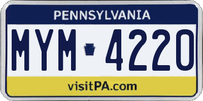 PA license plate MYM4220