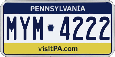 PA license plate MYM4222
