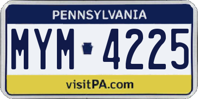 PA license plate MYM4225