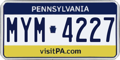 PA license plate MYM4227