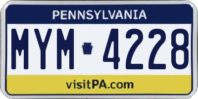 PA license plate MYM4228