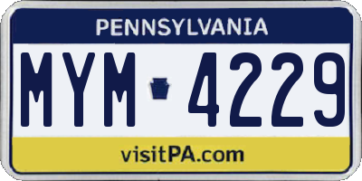 PA license plate MYM4229