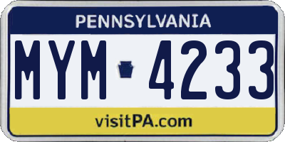 PA license plate MYM4233