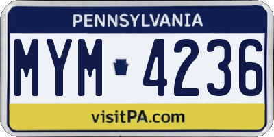 PA license plate MYM4236