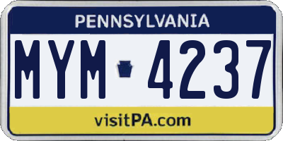 PA license plate MYM4237