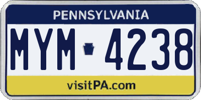 PA license plate MYM4238