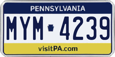 PA license plate MYM4239
