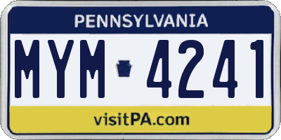 PA license plate MYM4241
