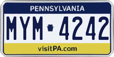 PA license plate MYM4242