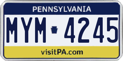 PA license plate MYM4245
