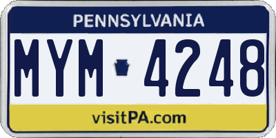 PA license plate MYM4248