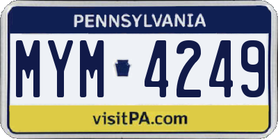 PA license plate MYM4249