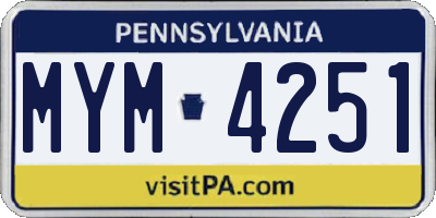 PA license plate MYM4251