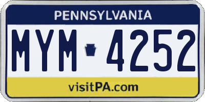 PA license plate MYM4252