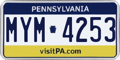 PA license plate MYM4253