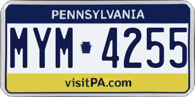 PA license plate MYM4255