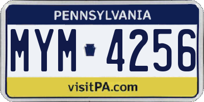 PA license plate MYM4256