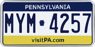 PA license plate MYM4257