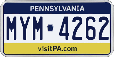 PA license plate MYM4262