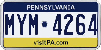 PA license plate MYM4264