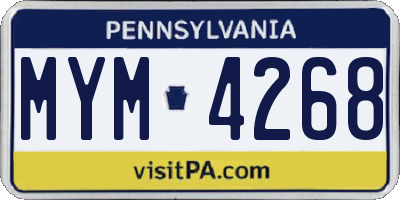 PA license plate MYM4268