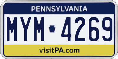PA license plate MYM4269